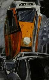 Letizia Fornasieri, Tram, olio su tavola (1992)