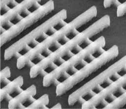 Immagine al microscopio elettronico a scansione dei transistori della tecnologia CMOS da 22nm di Intel; i transistori sono tridimensionali e sono formati da più canali in prallelo, sei nel caso dei transistori mostrati nell’immagine. (fonte: Intel) Immagine al microscopio elettronico a scansione dei transistori della tecnologia CMOS da 22nm di Intel; i transistori sono tridimensionali e sono formati da più canali in prallelo, sei nel caso dei transistori mostrati nell’immagine. (fonte: Intel)