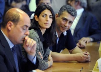 zingaretti_virginia_raggi_angelo_casto_sindaco_nettuno_roma_lazio_lapresse_2018