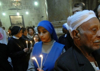 Nella Basilica della Natività, a Betlemme (LaPresse)