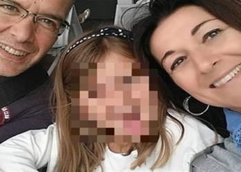 Stefania Crotti con il marito Stefano Del Bello e la figlia (foto dal web)