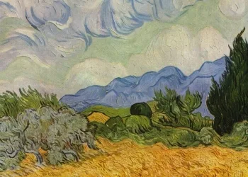 Vincent Van Gogh, Campo di grano con cipressi (1889), particolare