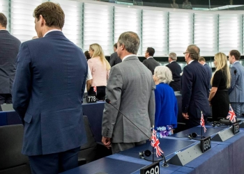 Deputati inglesi voltano le spalle all'inno europeo (02-07-2019 Strasburgo Foto Roberto Monaldo / LaPresse)