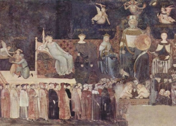 Ambrogio Lorenzetti, Allegoria del buongoverno (particolare) (1338-39)