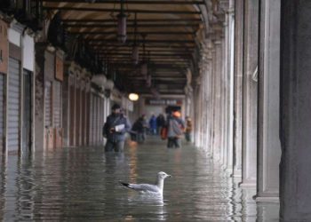 Acqua alta a Venezia (LaPresse)