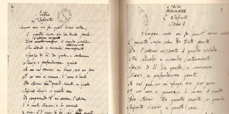 Manoscritti de "L'infinito" (foto dal web)