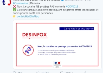 Cocaina contro il coronavirus: interviene il ministero francese (Twitter)