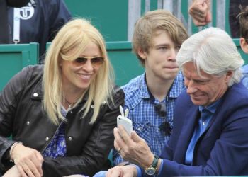 Bjorn Borg a Wimbledon con la terza moglie, Patricia Ostfeldt (Foto LaPresse)