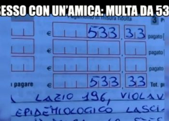 Viola quarantena per fare sesso da un'amica: multa da 533 euro