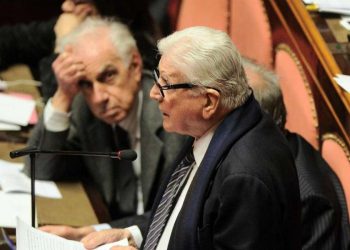 Sergio Zavoli durante un intervento al Senato, nel 2015 (LaPresse)