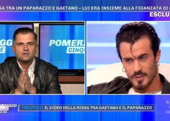 Alex Fiumara, a sinistra, durante un'ospitata a Pomeriggio 5