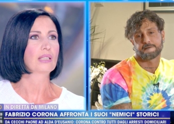 Candida Morvillo e Fabrizio Corona a Live