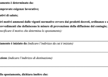 Autocertificazione per spostamenti