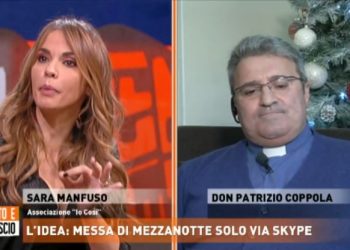 Scontro in diretta tv fra Sara Manfuso e don Patrizio Coppola (Dritto e rovescio)