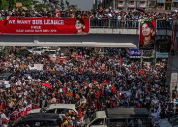 Una manifestazione in Myanmar