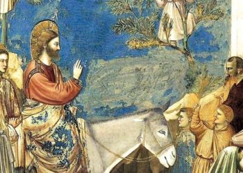 Giotto, Ingresso a Gerusalemme (1303-05), particolare