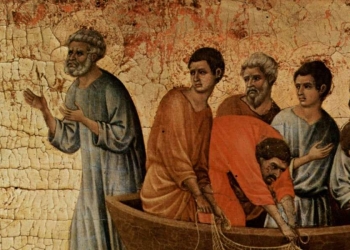 Duccio di Buoninsegna, La pesca miracolosa (particolare), 1308-1311