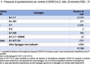 Terzo report Iss su prevalenza e distribuzione varianti Covid