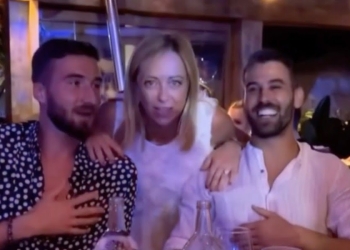 Giorgia Meloni incontra Bryan Cristante e Leonardo Spinazzola