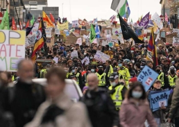 Proteste a Glasgow contro cambiamento climatico nel 2021 (LaPresse)