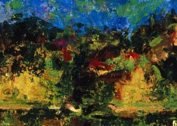 Ennio Morlotti, Paesaggio sul fiume (Adda), 1955. Particolare. Collezione Barilla, Parma