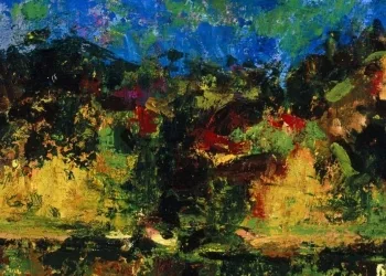 Ennio Morlotti, Paesaggio sul fiume (Adda), 1955. Particolare. Collezione Barilla, Parma