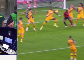 Tocco di braccio di Abraham in Milan-Roma