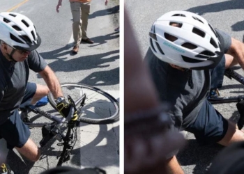 Joe Biden, caduta in bici per il presidente degli Stati Uniti