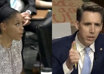 La professoressa di Berkeley Khiara Bridges e il senatore Usa Josh Hawley
