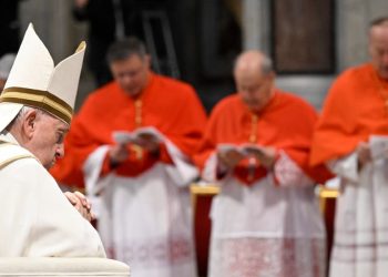 Papa Francesco durante il concistoro (LaPresse)