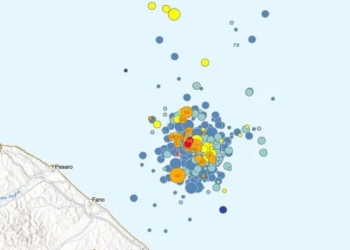 Mappa sismicità Costa Marchigiana Pesarese (Ingv)