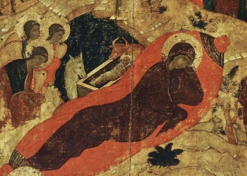 A. Rublev, Natività, particolare (Mosca, Cattedrale dell'Annunciazione)