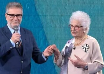 Liliana Segre e Fabio Fazio (foto: web)