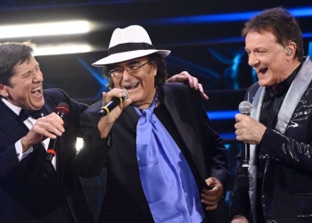 Gianni Morandi, Al Bano e Massimo Ranieri sul palco del Festival di Sanremo 2023 (Lapresse)