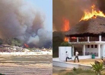 Il resort italiano in fiamme in Kenya (Twitter)