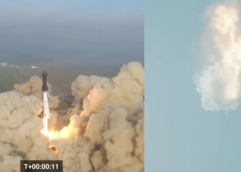 Il lancio e l'esplosione della Starship di SpaceX (Twitter)