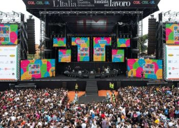 Il palco del Concerto del Primo Maggio 2023 a Roma (Twitter)