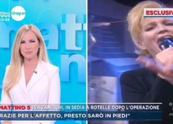 Iva Zanicchi in collegamento con Mattino Cinque News