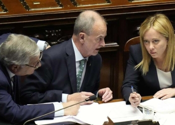 Antonio Tajani, Roberto Calderoli, Giorgia Meloni (LaPresse)