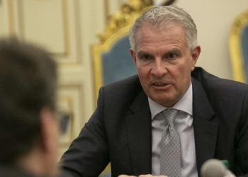 Carsten Spohr, Ceo di Lufthansa, durante l'incontro con Giancarlo Giorgetti (Lapresse)