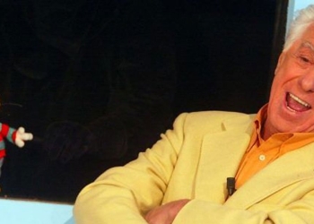 Cino Tortorella assieme a Topo Gigio