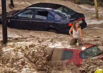 Alluvione record in Spagna (screen da Youtube)