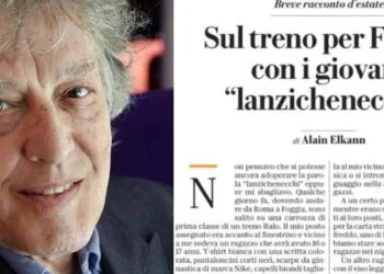Alain Elkan e l'articolo sul viaggio in treno con i lanzichenecchi (Twitter)