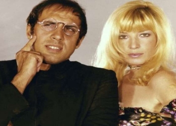 Adfriano Celentano e Monica Vitti in uno scatto dal set (Foto web)