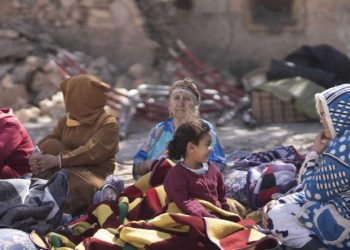 Sfollati dopo il sisma a Marrakesh (LaPresse)