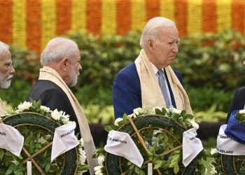 G20 in India: sa sin. Narendra Modi, Inácio Lula, Joe Biden, Rishi Sunak (LaPresse)