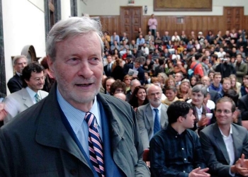 14 ottobre 2008: aula magna dell'Università di Torino, l'ultima lezione di Gianni Vattimo (LaPresse)