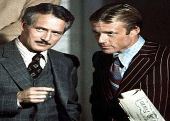Paul Newman e Robert Redford in una scena del film su Rete 4 (Foto Web)