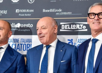 Beppe Marotta con Piero Ausilio e Alessandro Antonello (Foto LaPresse)