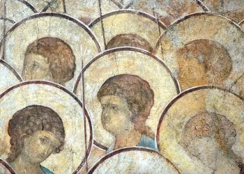 Angeli in conversazione, Cattedrale della Dormizione di Vladimir (sec. XV, particolare)